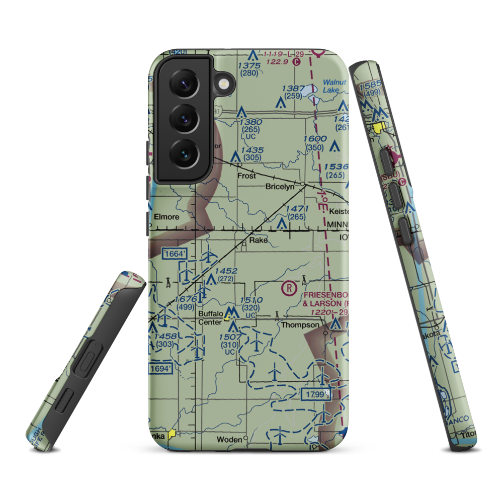 Rake Airport (3IA9) VFR Sectional Samsung Phone Case Samsung Galaxy S22 Plus model shown