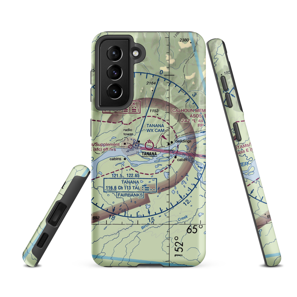 Ralph M Calhoun Memorial Airport (TAL) VFR Sectional Samsung Phone Case Samsung Galaxy S21 FE model shown