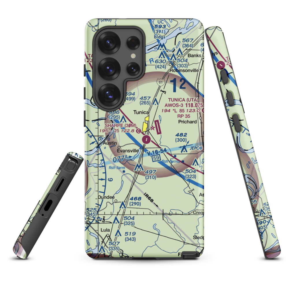 Ralph M Sharpe Airport (30M) VFR Sectional Samsung Phone Case Samsung Galaxy S25 Ultra model shown