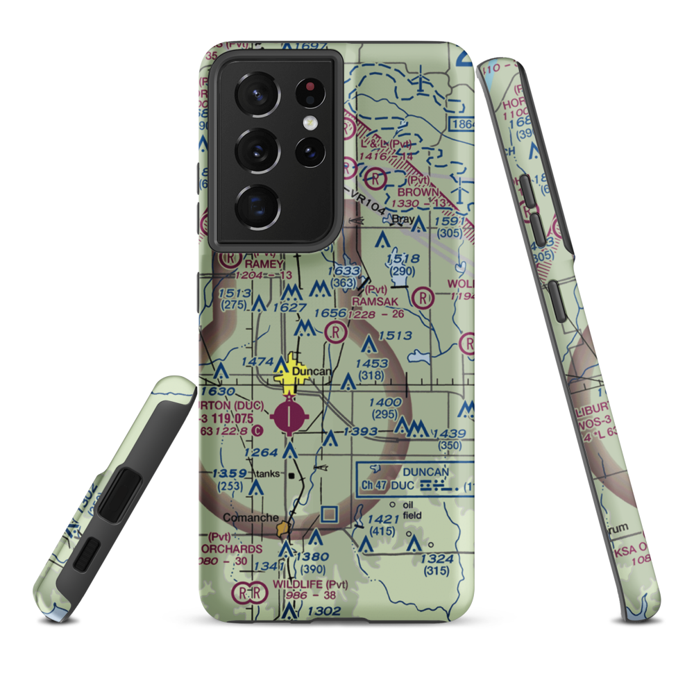 Ramsak Airport (OK67) VFR Sectional Samsung Phone Case Samsung Galaxy S21 Plus model shown