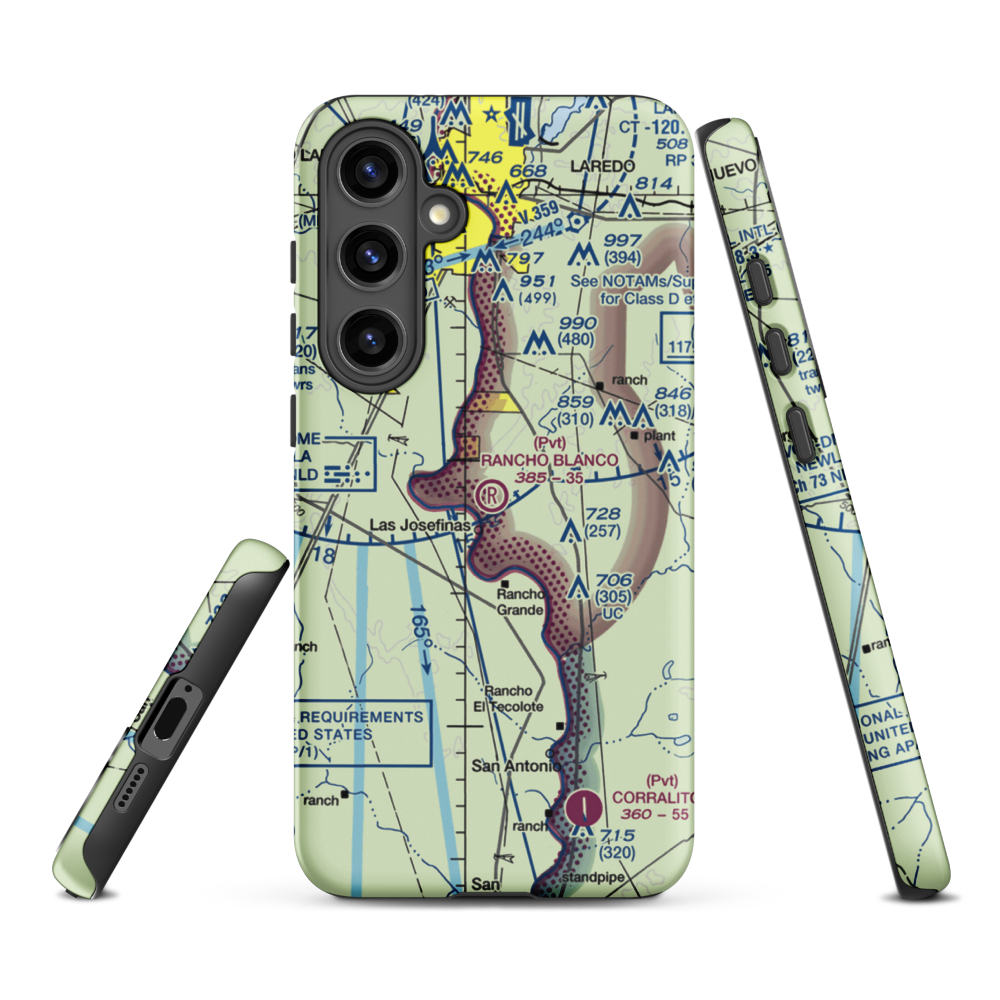 Rancho Blanco Airport (TE32) VFR Sectional Samsung Phone Case Samsung Galaxy S24 Plus model shown