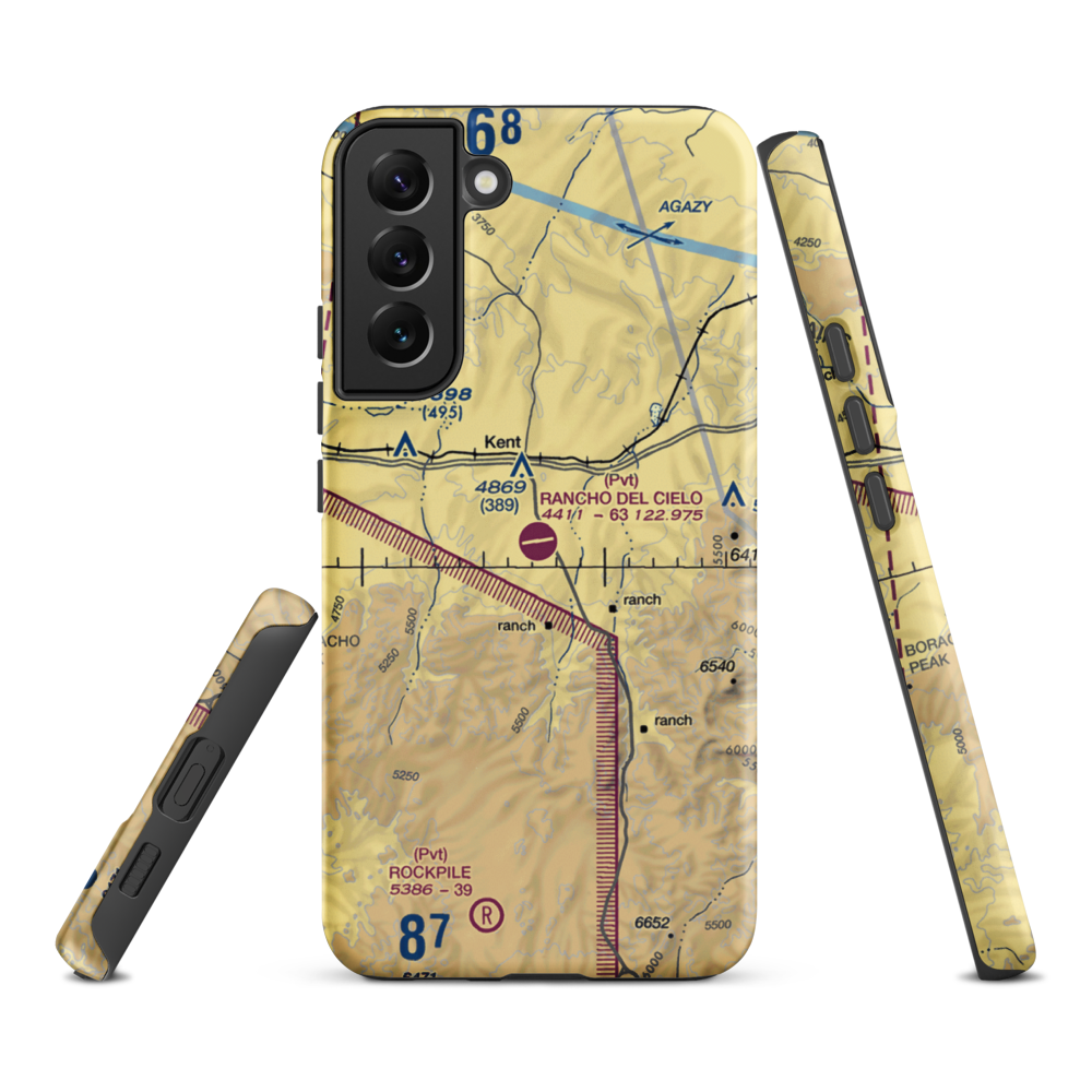 Rancho Del Cielo Airport (XS44) VFR Sectional Samsung Phone Case Samsung Galaxy S22 Plus model shown
