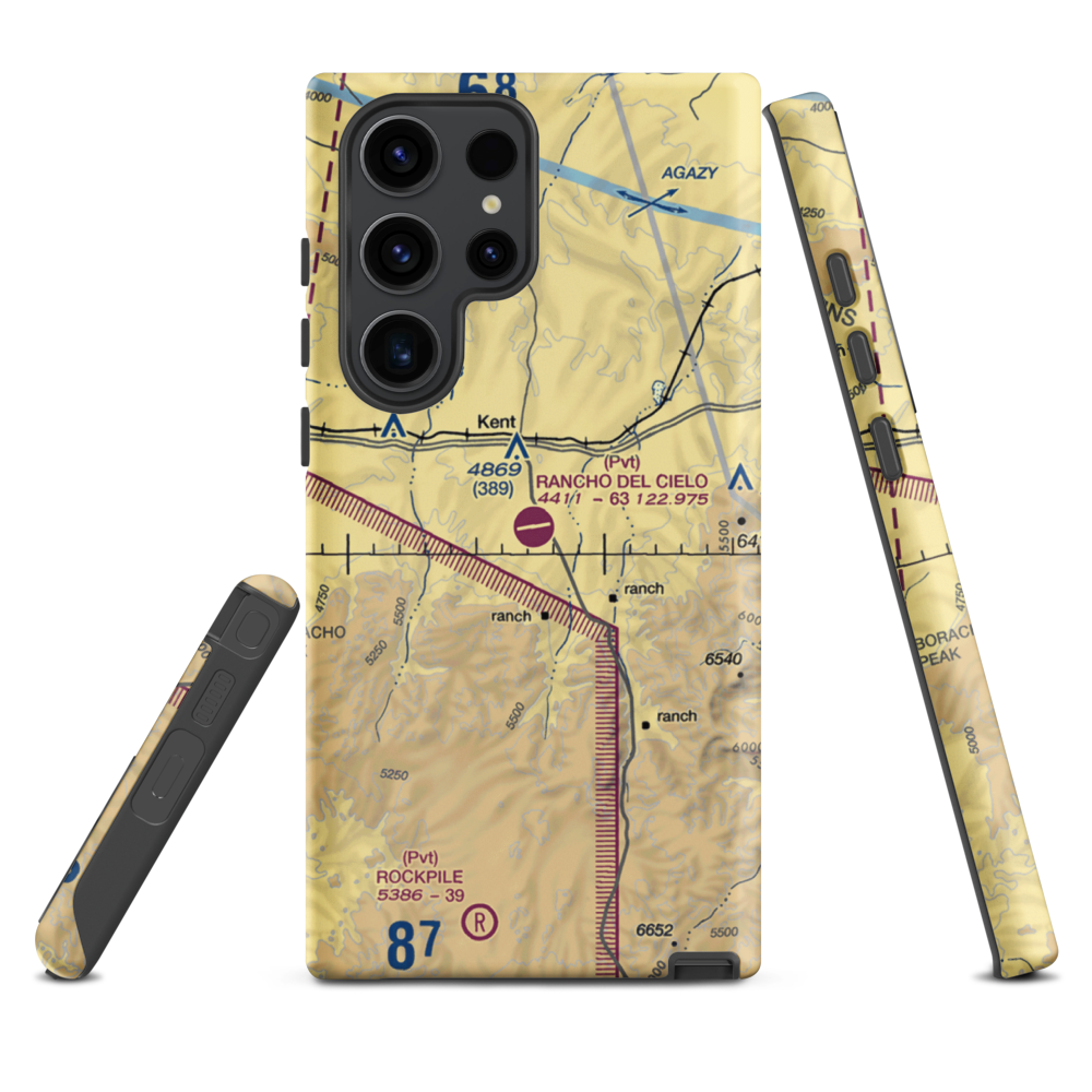 Rancho Del Cielo Airport (XS44) VFR Sectional Samsung Phone Case Samsung Galaxy S23 Ultra model shown