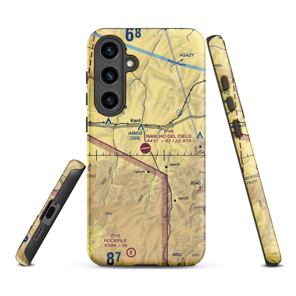 Rancho Del Cielo Airport (XS44) VFR Sectional Samsung Phone Case Samsung Galaxy S24 Plus model shown