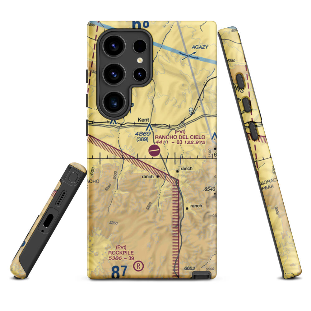 Rancho Del Cielo Airport (XS44) VFR Sectional Samsung Phone Case Samsung Galaxy S24 Ultra model shown