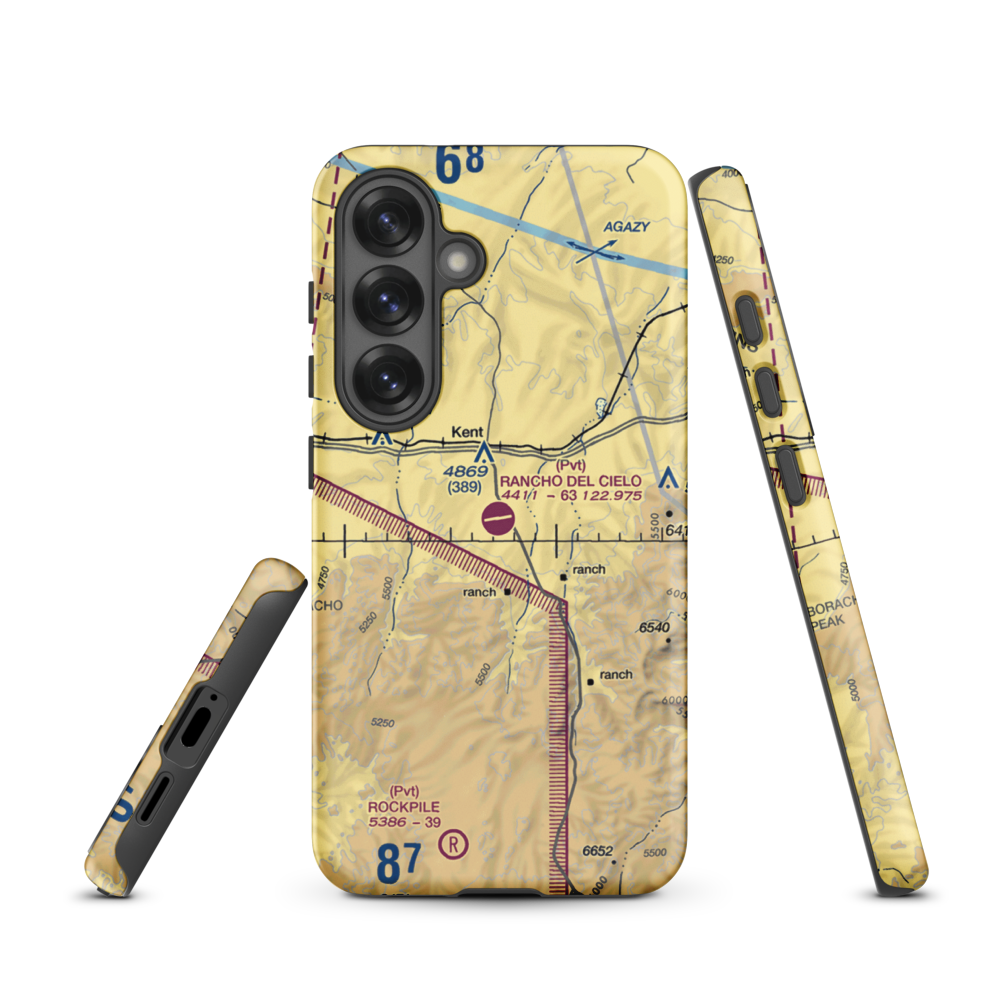 Rancho Del Cielo Airport (XS44) VFR Sectional Samsung Phone Case Samsung Galaxy S25 model shown