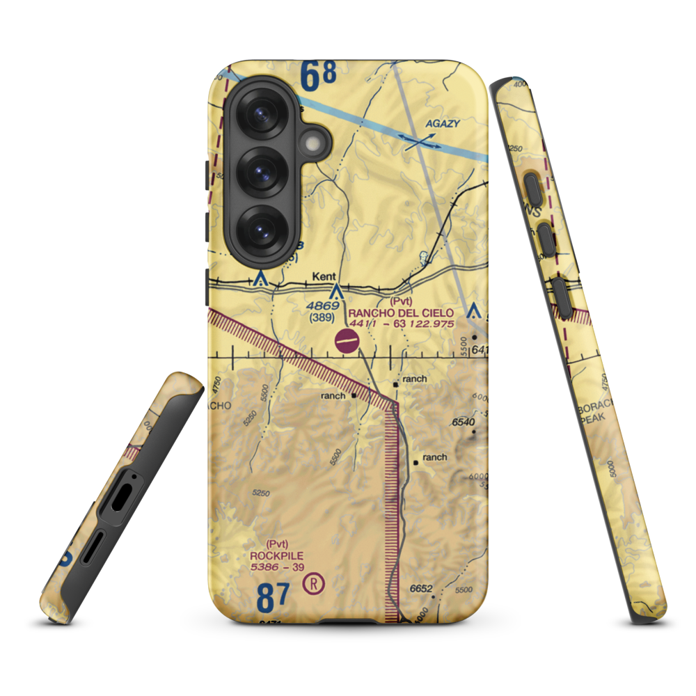 Rancho Del Cielo Airport (XS44) VFR Sectional Samsung Phone Case Samsung Galaxy S25 Plus model shown