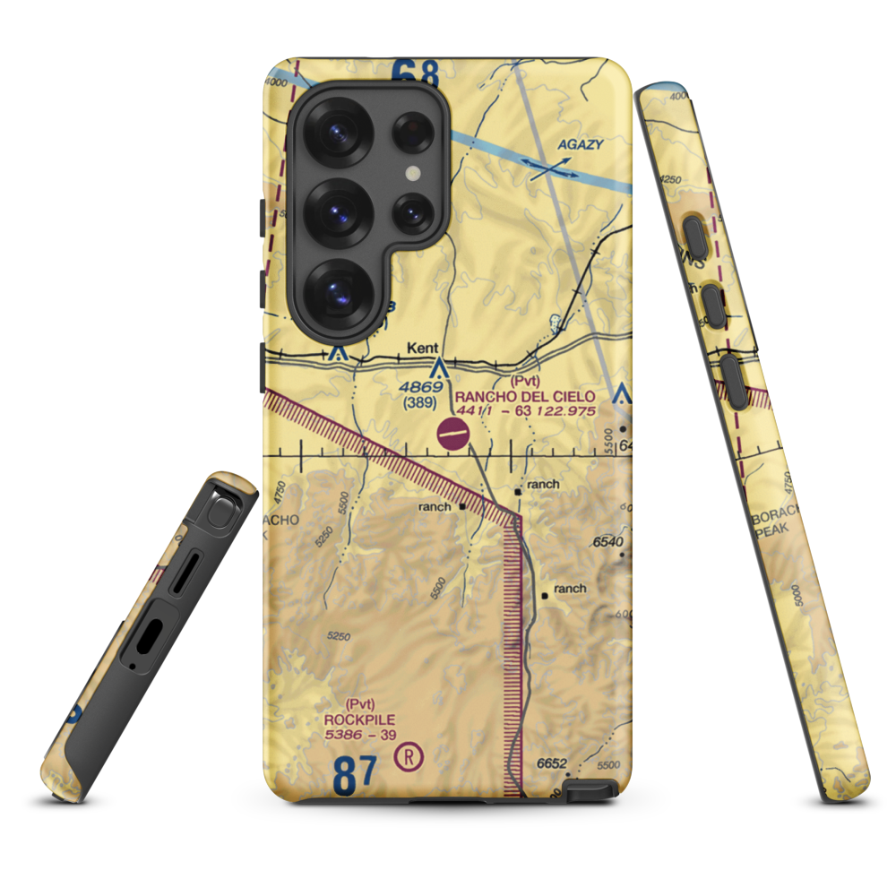 Rancho Del Cielo Airport (XS44) VFR Sectional Samsung Phone Case Samsung Galaxy S25 Ultra model shown