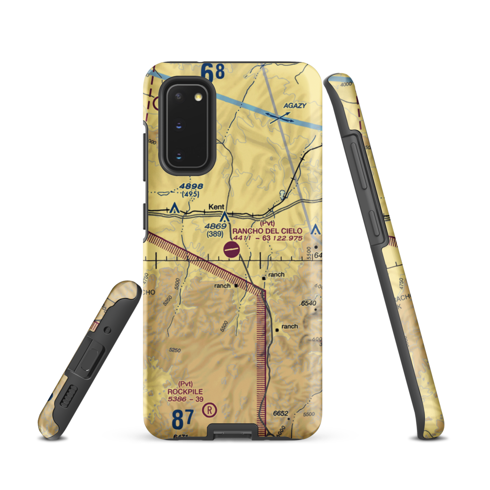 Rancho Del Cielo Airport (XS44) VFR Sectional Samsung Phone Case Samsung Galaxy S20 model shown