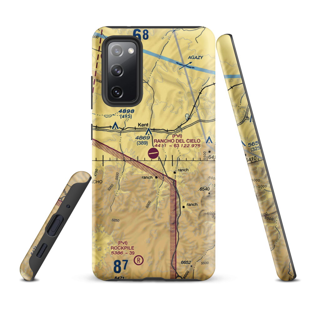 Rancho Del Cielo Airport (XS44) VFR Sectional Samsung Phone Case Samsung Galaxy S20 FE model shown