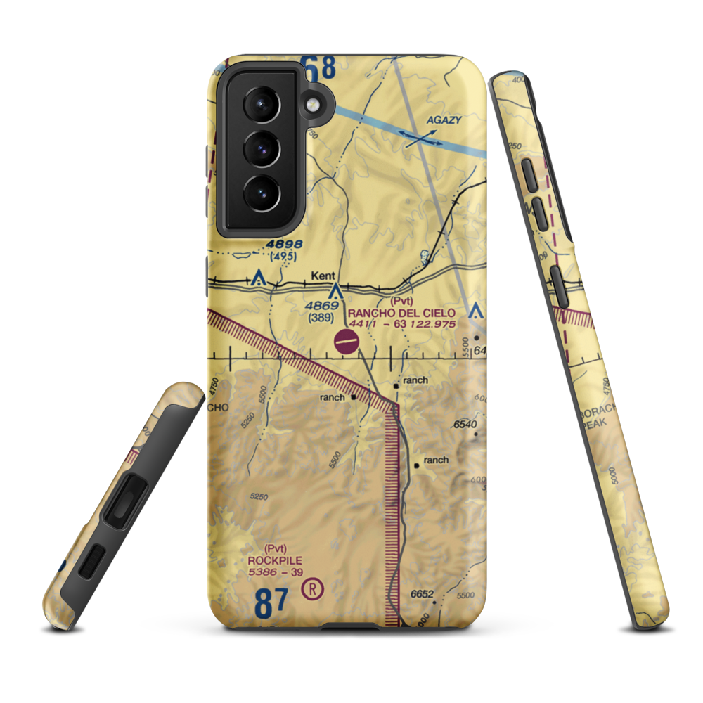 Rancho Del Cielo Airport (XS44) VFR Sectional Samsung Phone Case Samsung Galaxy S21 Plus model shown
