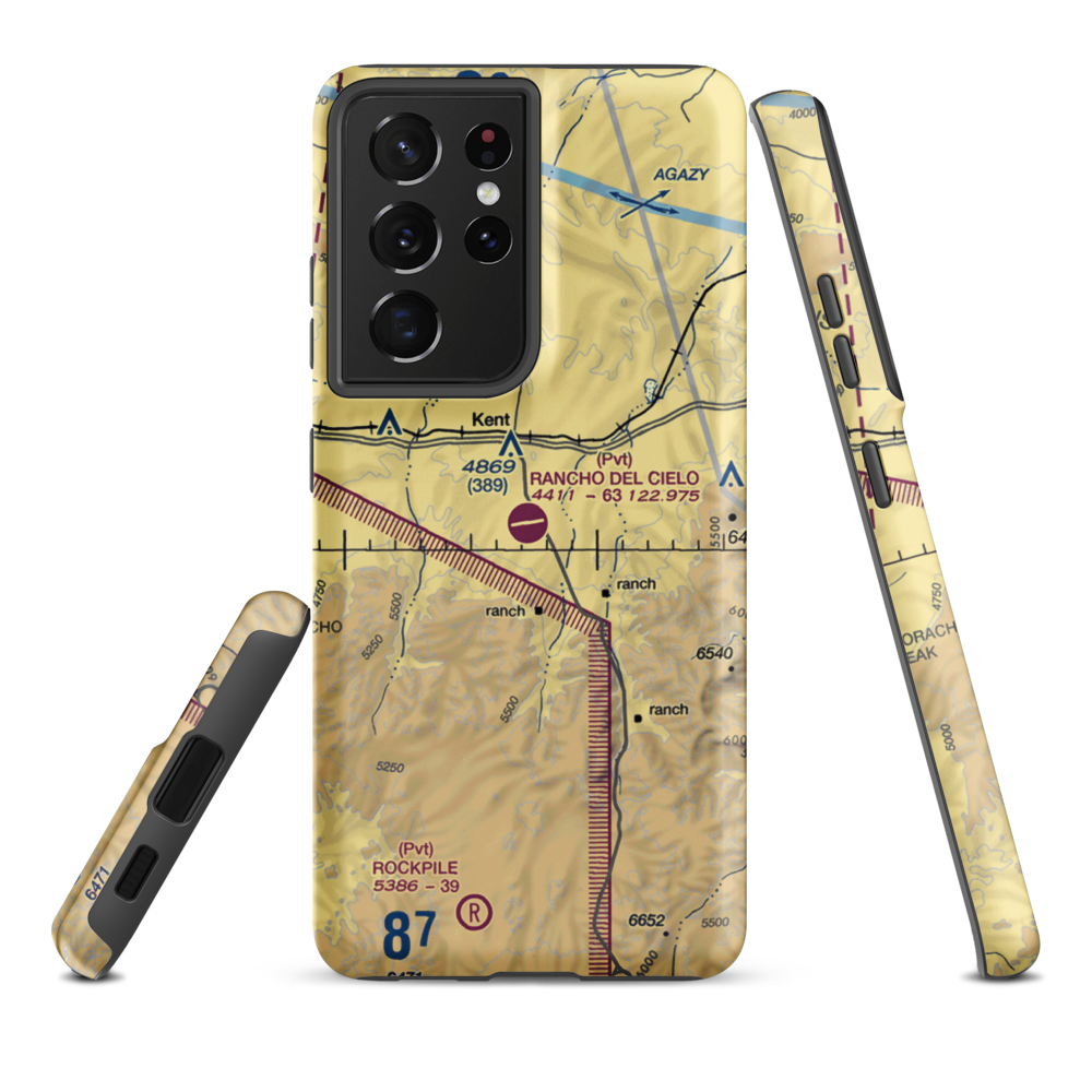 Rancho Del Cielo Airport (XS44) VFR Sectional Samsung Phone Case Samsung Galaxy S21 Ultra model shown