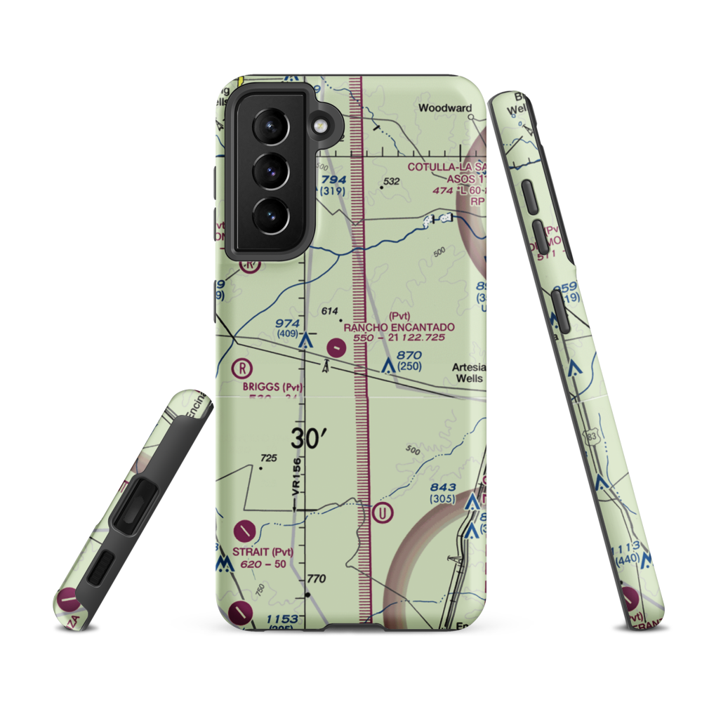 Rancho Ecantado Airport (TA58) VFR Sectional Samsung Phone Case Samsung Galaxy S21 FE model shown