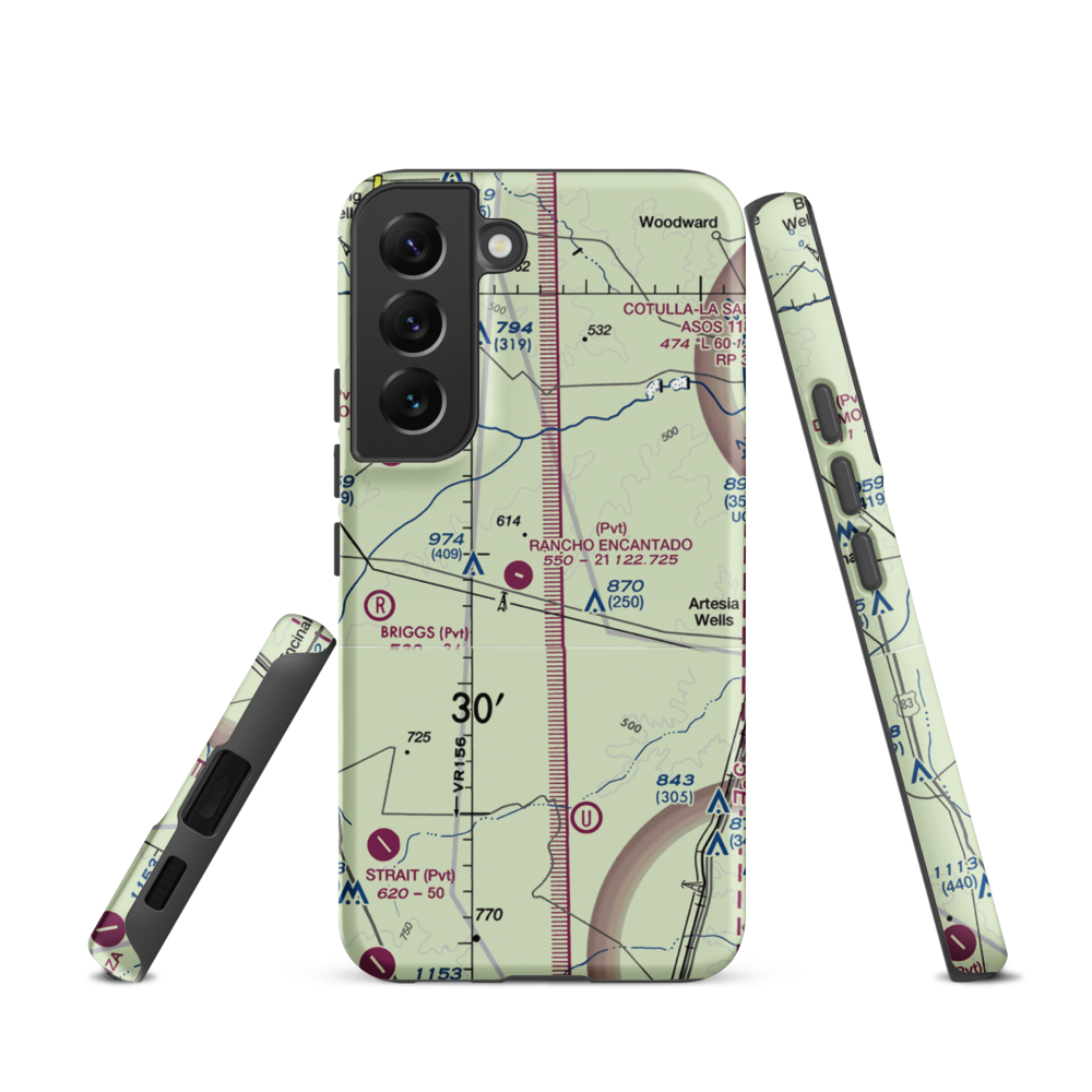 Rancho Ecantado Airport (TA58) VFR Sectional Samsung Phone Case Samsung Galaxy S22 model shown