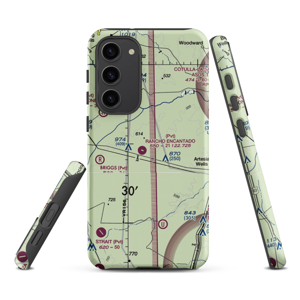 Rancho Ecantado Airport (TA58) VFR Sectional Samsung Phone Case Samsung Galaxy S23 Plus model shown