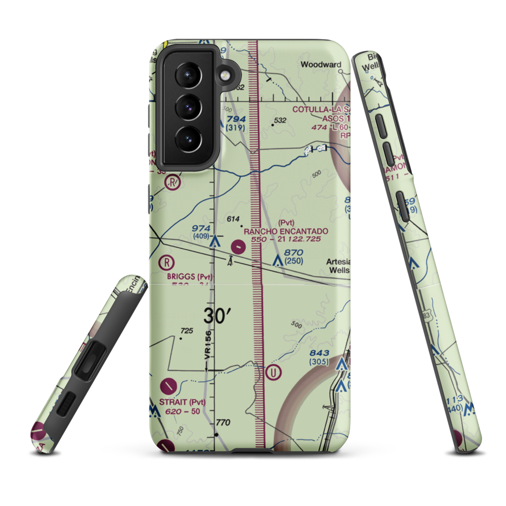 Rancho Ecantado Airport (TA58) VFR Sectional Samsung Phone Case Samsung Galaxy S21 Plus model shown