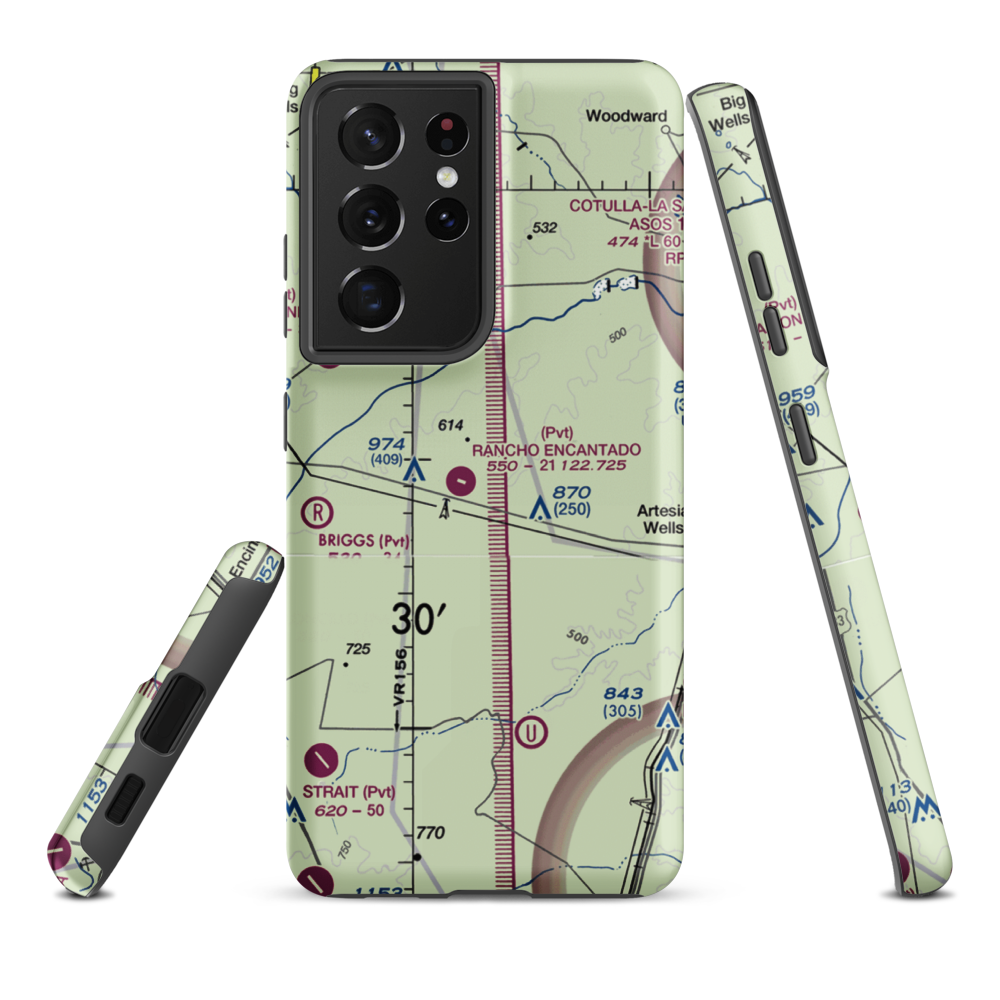 Rancho Ecantado Airport (TA58) VFR Sectional Samsung Phone Case Samsung Galaxy S21 Ultra model shown
