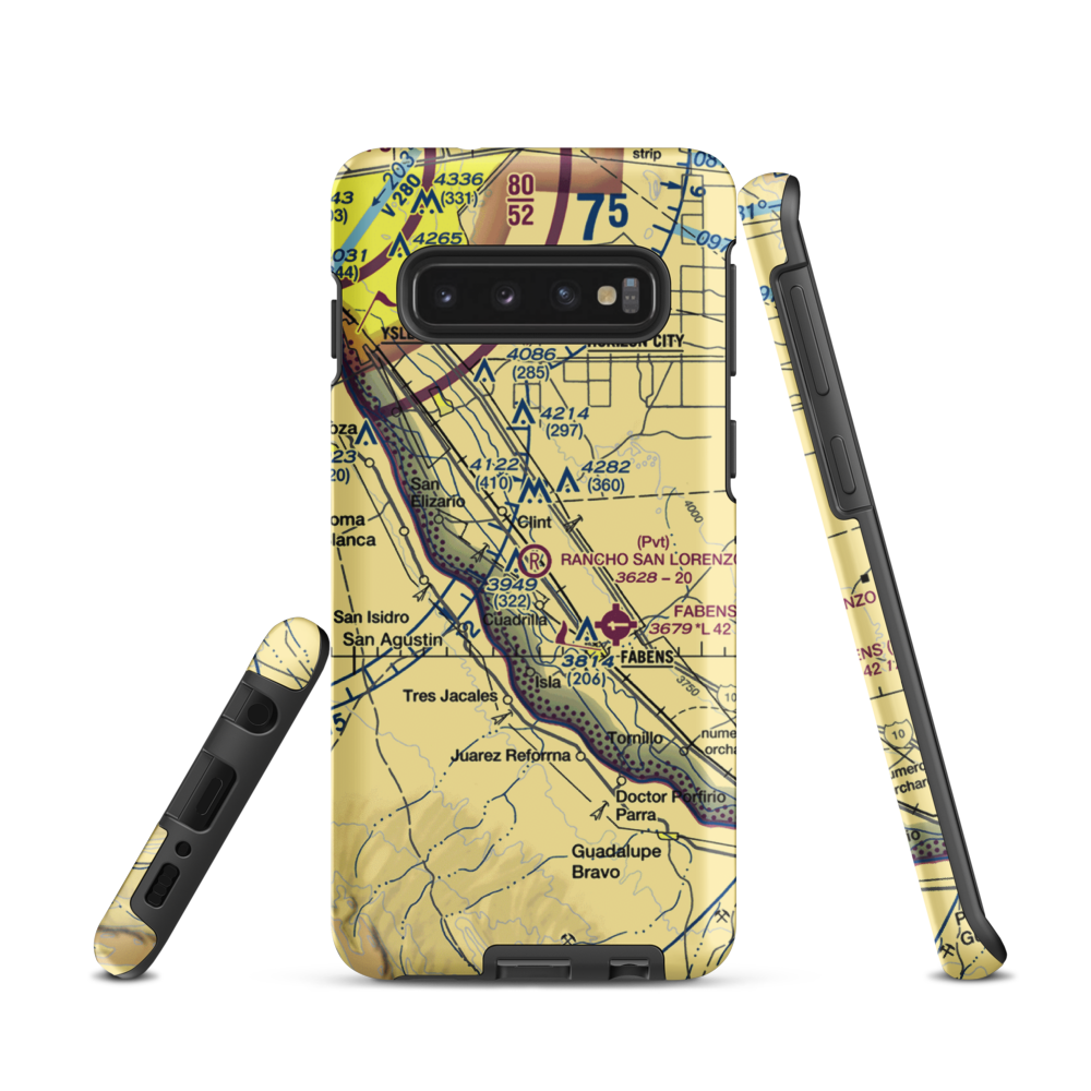 Rancho San Lorenzo Airport (TA62) VFR Sectional Samsung Phone Case Samsung Galaxy S10 model shown