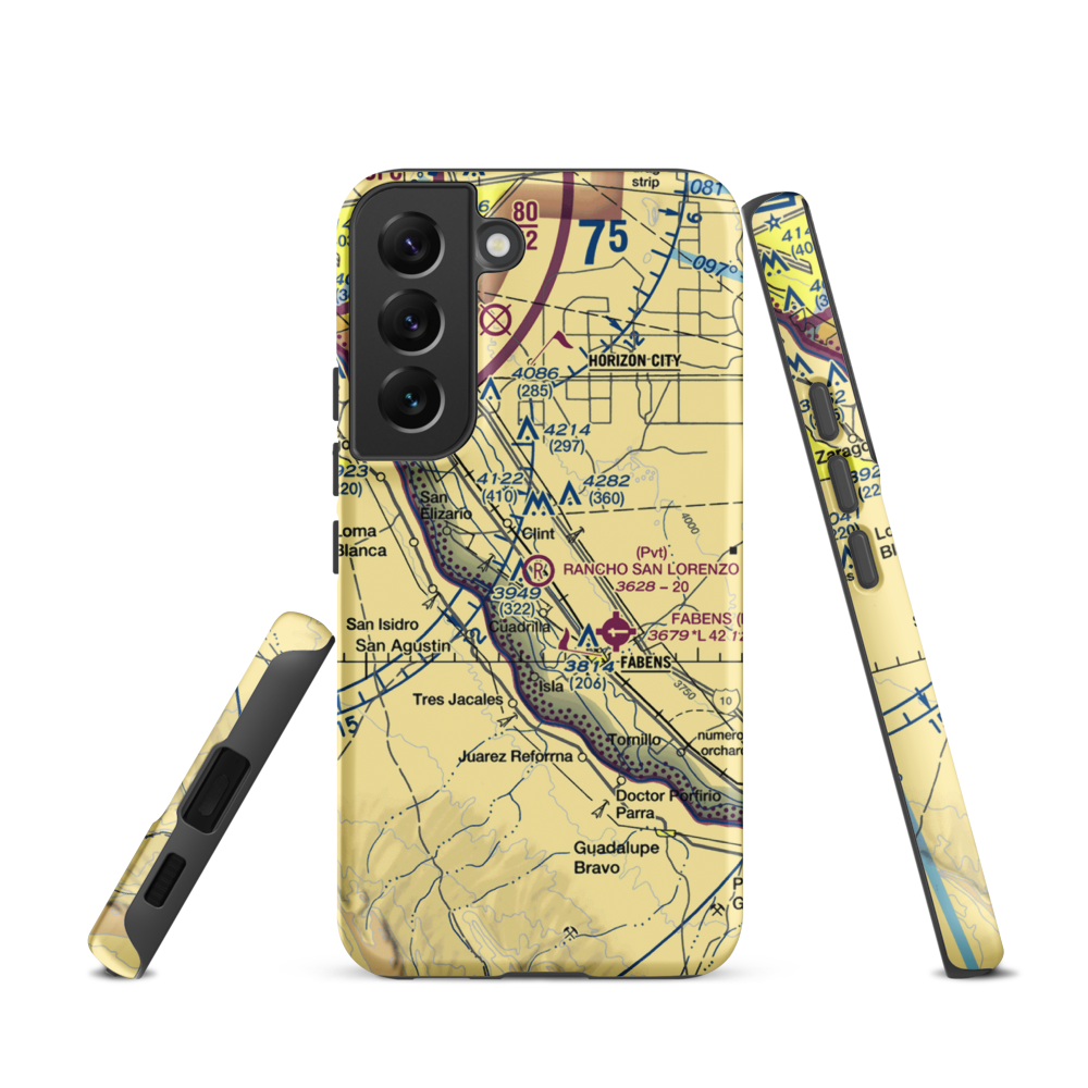 Rancho San Lorenzo Airport (TA62) VFR Sectional Samsung Phone Case Samsung Galaxy S22 model shown