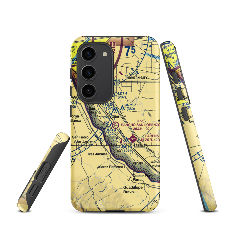 Rancho San Lorenzo Airport (TA62) VFR Sectional Samsung Phone Case Samsung Galaxy S23 model shown