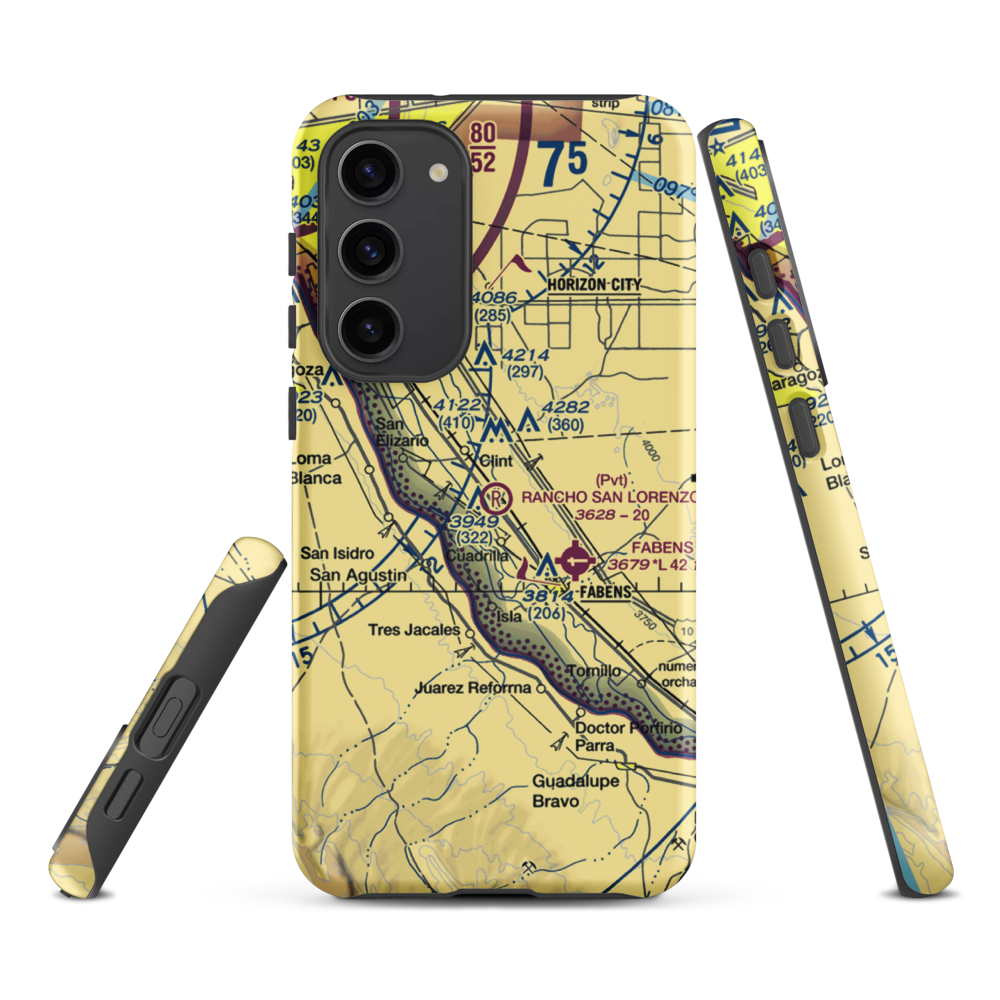 Rancho San Lorenzo Airport (TA62) VFR Sectional Samsung Phone Case Samsung Galaxy S23 Plus model shown