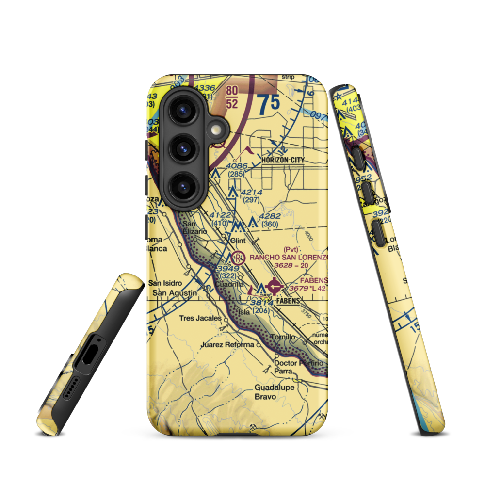 Rancho San Lorenzo Airport (TA62) VFR Sectional Samsung Phone Case Samsung Galaxy S24 model shown