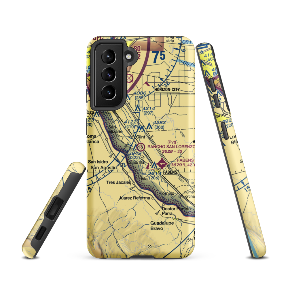 Rancho San Lorenzo Airport (TA62) VFR Sectional Samsung Phone Case Samsung Galaxy S21 model shown