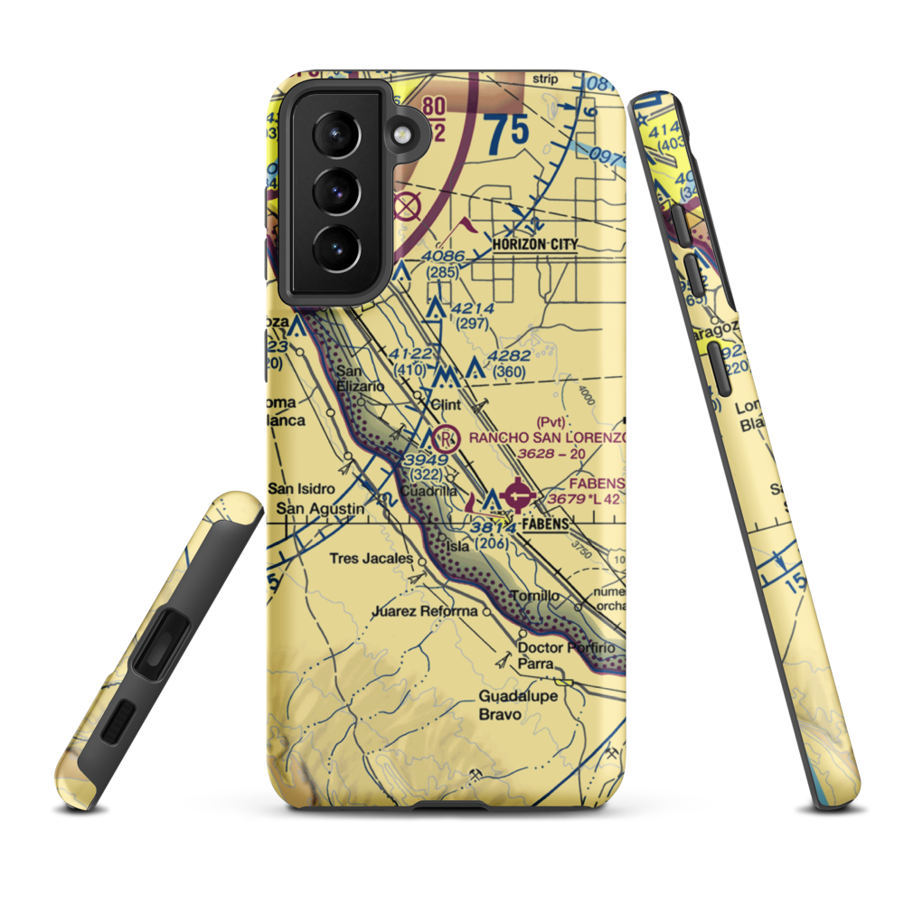Rancho San Lorenzo Airport (TA62) VFR Sectional Samsung Phone Case Samsung Galaxy S21 Plus model shown
