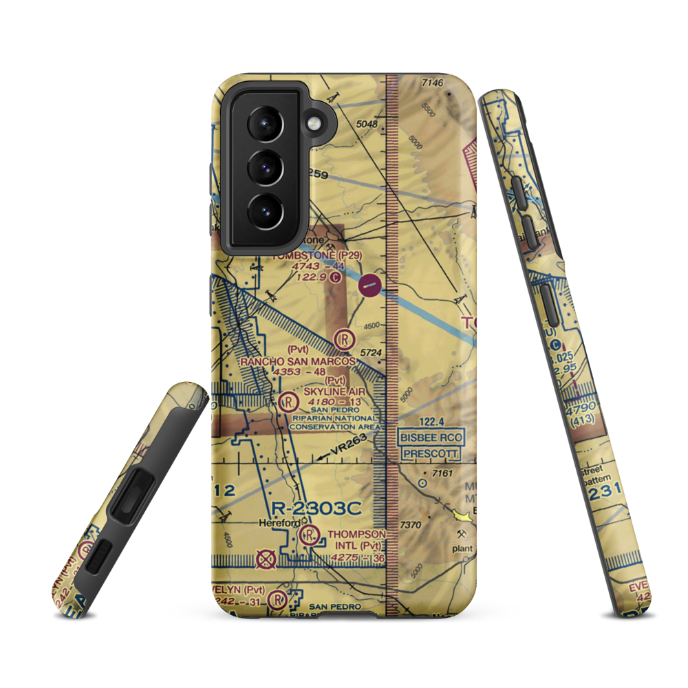 Rancho San Marcos Airport (74AZ) VFR Sectional Samsung Phone Case Samsung Galaxy S21 FE model shown