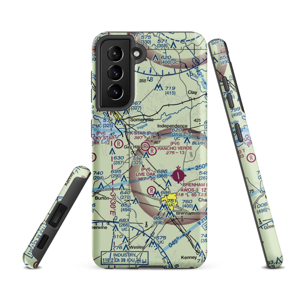 Rancho Verde Airport (9XS9) VFR Sectional Samsung Phone Case Samsung Galaxy S21 FE model shown