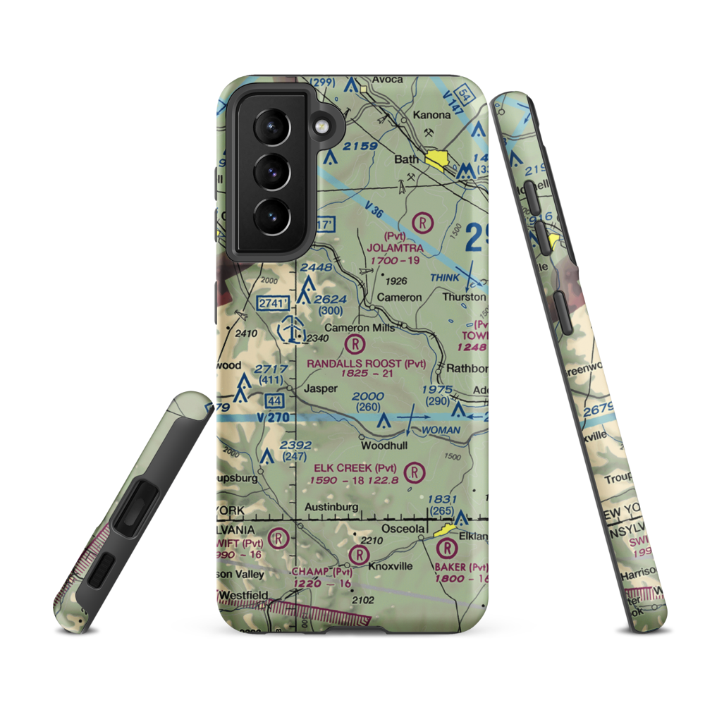 Randall's Roost Airport (NY34) VFR Sectional Samsung Phone Case Samsung Galaxy S21 FE model shown