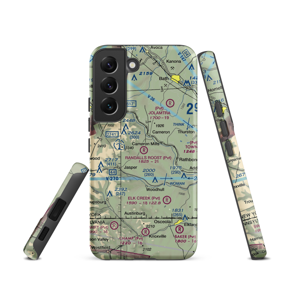 Randall's Roost Airport (NY34) VFR Sectional Samsung Phone Case Samsung Galaxy S22 model shown