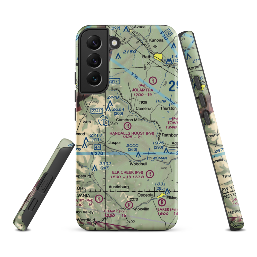 Randall's Roost Airport (NY34) VFR Sectional Samsung Phone Case Samsung Galaxy S22 Plus model shown