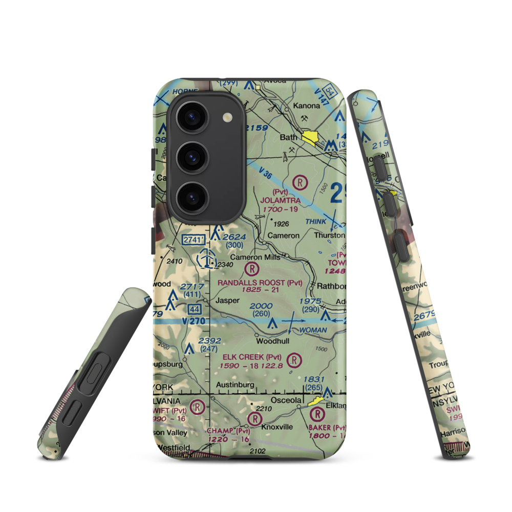 Randall's Roost Airport (NY34) VFR Sectional Samsung Phone Case Samsung Galaxy S23 model shown