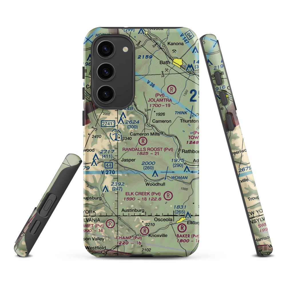 Randall's Roost Airport (NY34) VFR Sectional Samsung Phone Case Samsung Galaxy S23 Plus model shown