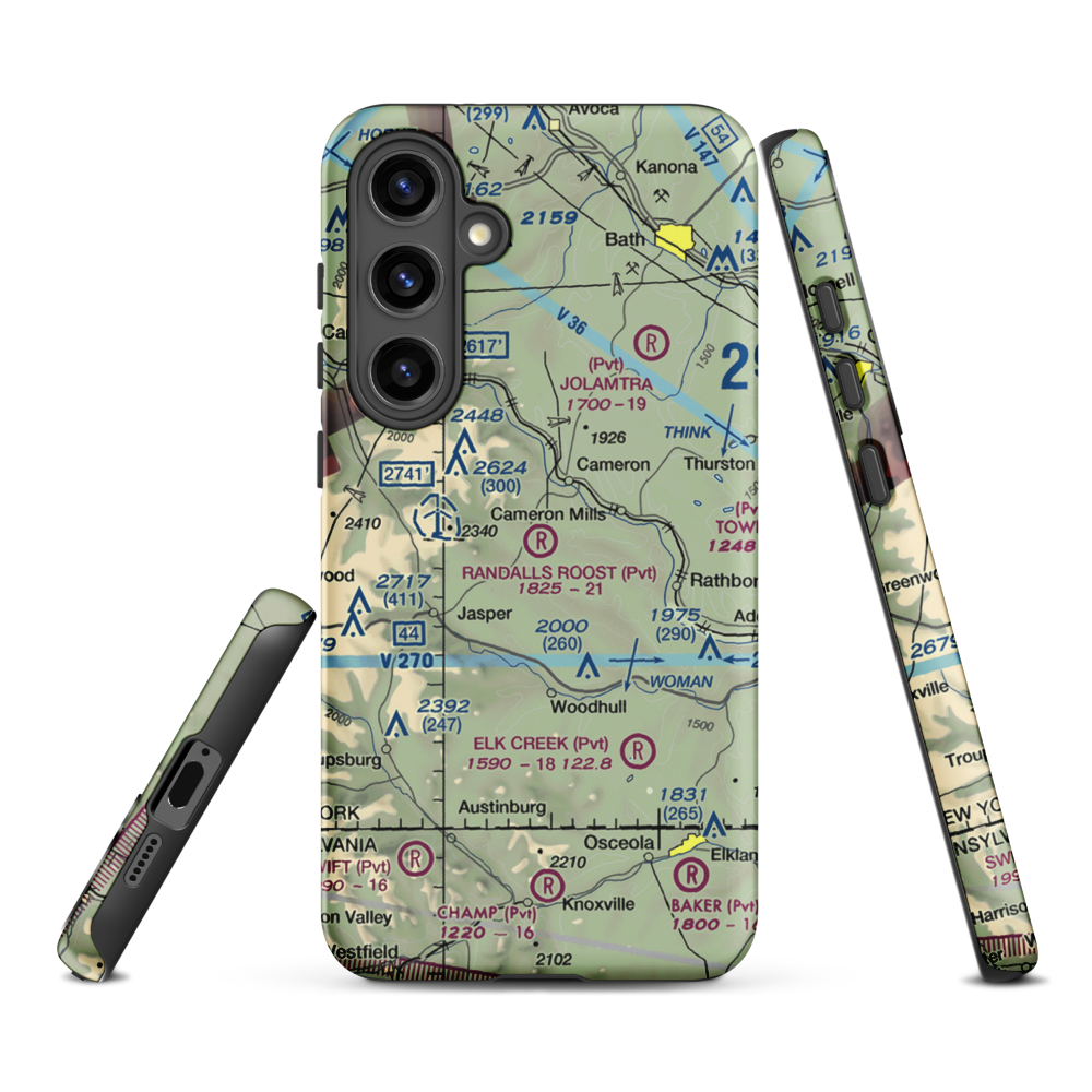 Randall's Roost Airport (NY34) VFR Sectional Samsung Phone Case Samsung Galaxy S24 Plus model shown