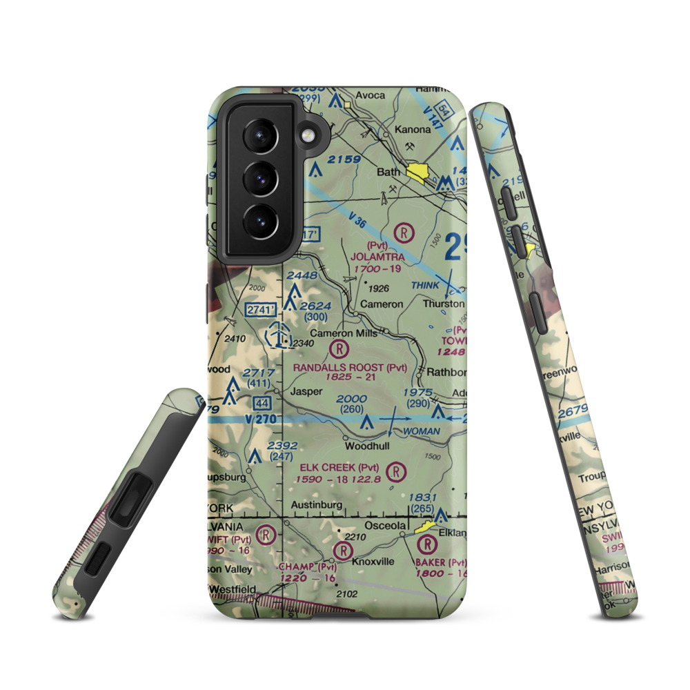 Randall's Roost Airport (NY34) VFR Sectional Samsung Phone Case Samsung Galaxy S21 model shown