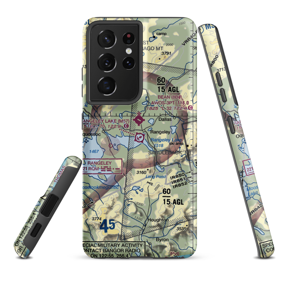 Rangeley Lake Seaplane Base (M57) VFR Sectional Samsung Phone Case Samsung Galaxy S21 Plus model shown