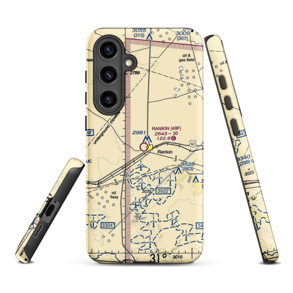 Rankin Airport (49F) VFR Sectional Samsung Phone Case Samsung Galaxy S24 Plus model shown