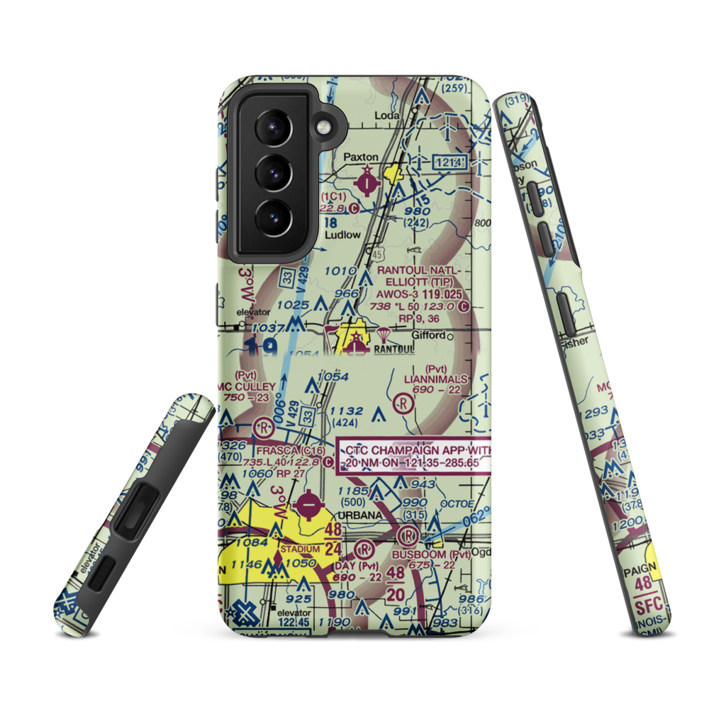 Rantoul National Avn Center-Frank Elliot field (TIP) VFR Sectional Samsung Phone Case Samsung Galaxy S21 Ultra model shown