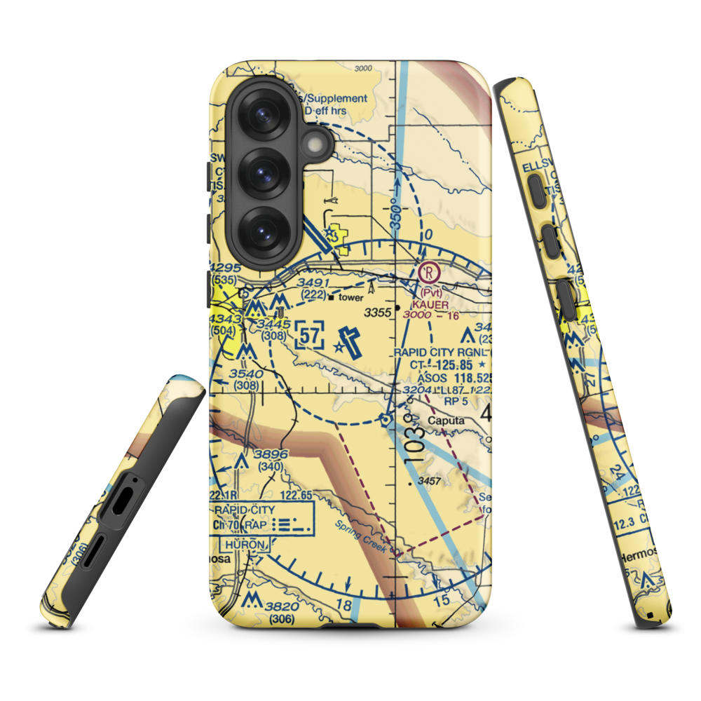 Rapid City Regional Airport (RAP) VFR Sectional Samsung Phone Case Samsung Galaxy S25 Plus model shown