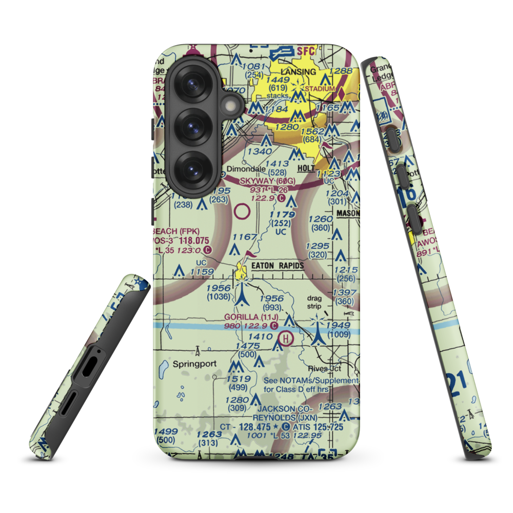 Rapids Airway Airport (04MI) VFR Sectional Samsung Phone Case Samsung Galaxy S25 Plus model shown