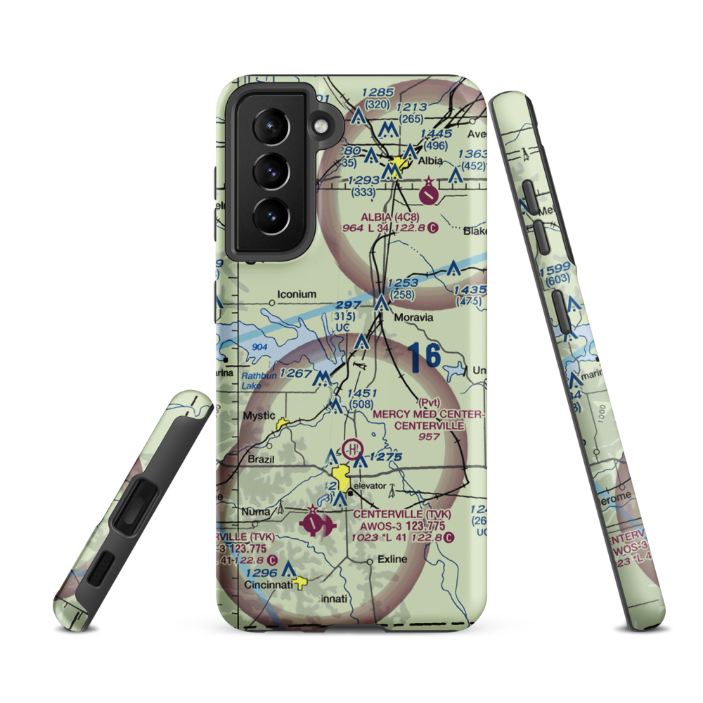 Rathbun Lake Airport (IA05) VFR Sectional Samsung Phone Case Samsung Galaxy S21 FE model shown
