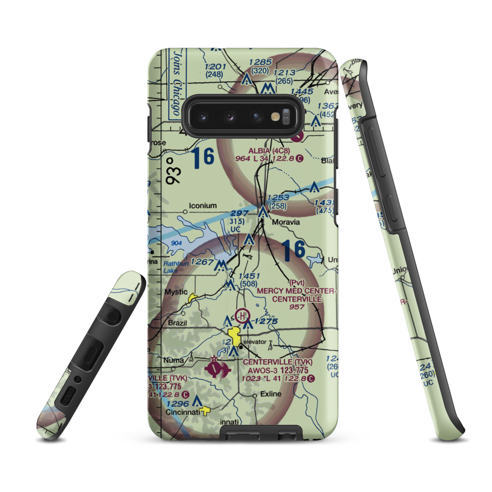 Rathbun Lake Airport (IA05) VFR Sectional Samsung Phone Case Samsung Galaxy S10 Plus model shown