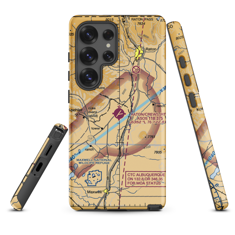 Raton Municipal-Crews Field (RTN) VFR Sectional Samsung Phone Case Samsung Galaxy S25 Ultra model shown