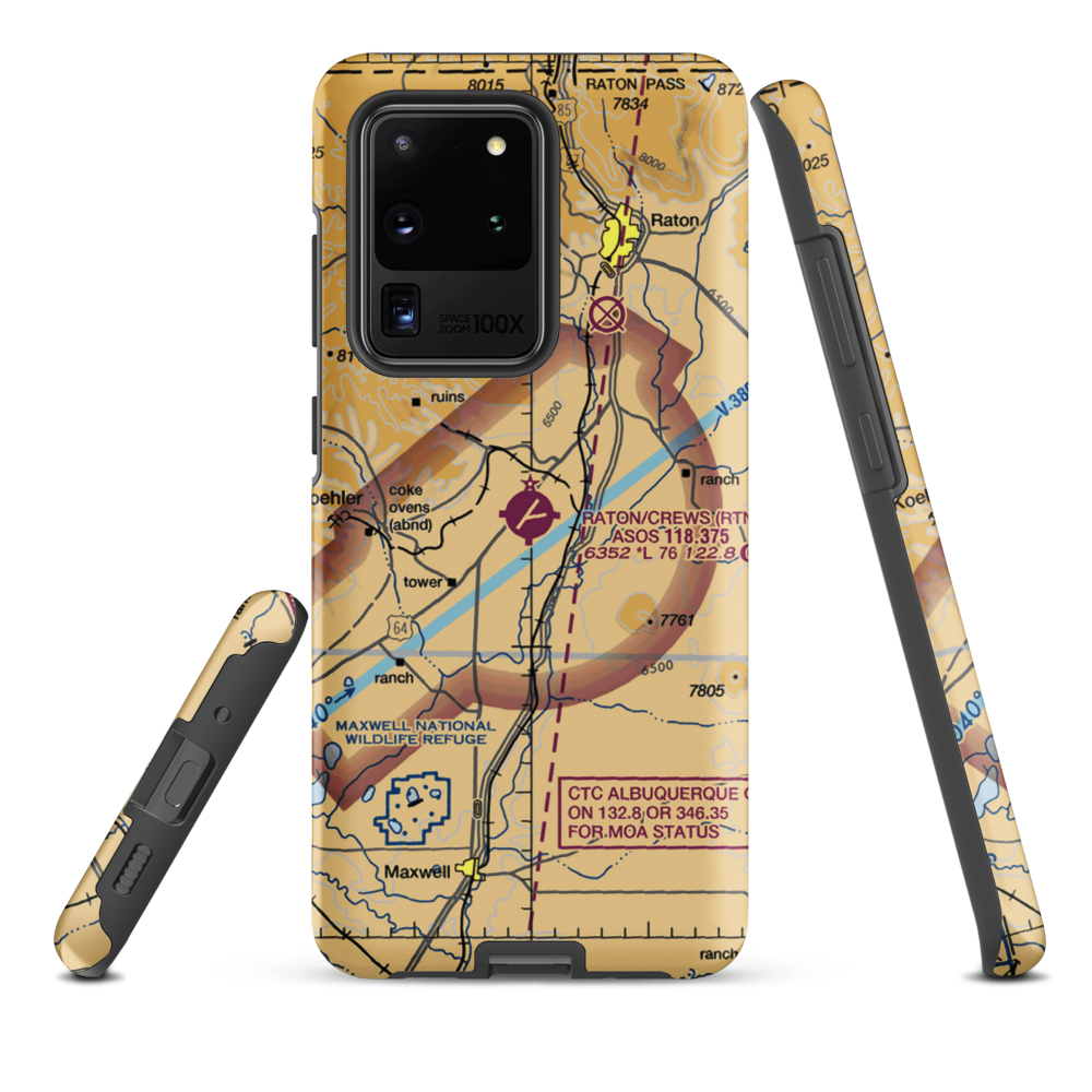 Raton Municipal-Crews Field (RTN) VFR Sectional Samsung Phone Case Samsung Galaxy S20 Ultra model shown