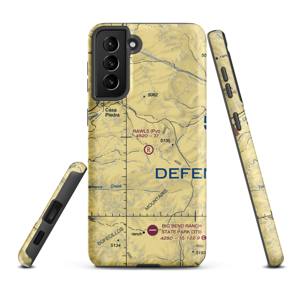Rawls Ranch Airport (5TE1) VFR Sectional Samsung Phone Case Samsung Galaxy S21 Plus model shown