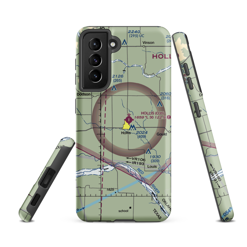 Ray Preston Airport (OK05) VFR Sectional Samsung Phone Case Samsung Galaxy S21 FE model shown