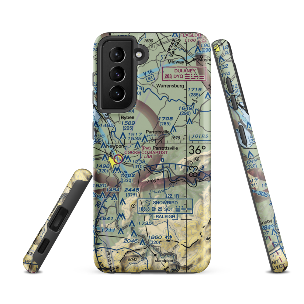 Ray's Stall Airport (21TN) VFR Sectional Samsung Phone Case Samsung Galaxy S21 FE model shown