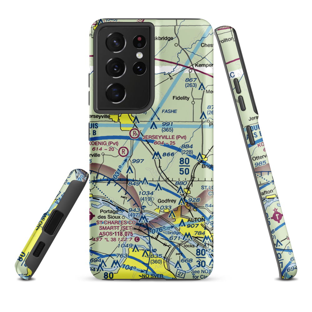 Raymond Restricted Landing Area (LL49) VFR Sectional Samsung Phone Case Samsung Galaxy S21 Ultra model shown